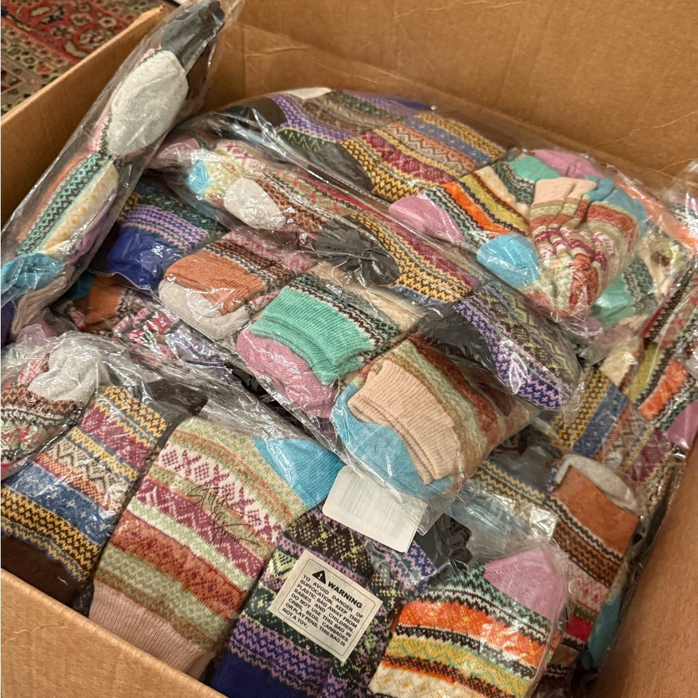 Brand new bulk socks - 380 pairs (packed in 5s) perfect for boutiques gift boxes